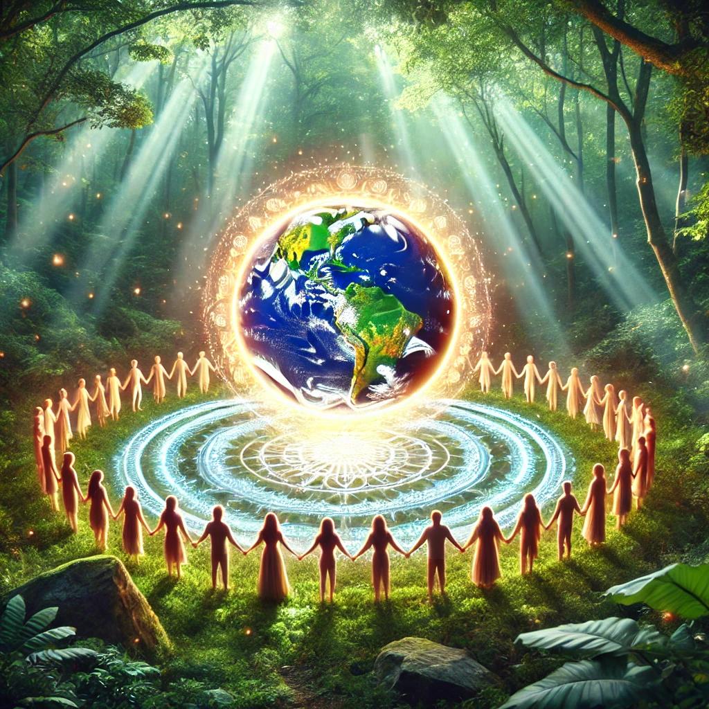 Rituale di costellazioni familiari per riconnettersi con la Madre Terra in armonia e sostenibilità A_serene_and_symbolic_representation_of_a_sacred_c